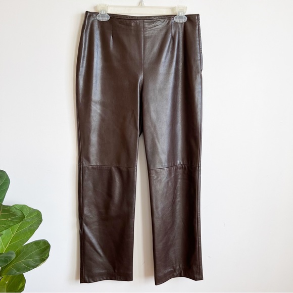 Danier Pants - Danier Brown Genuine Leather Pants Size 8 High Rise